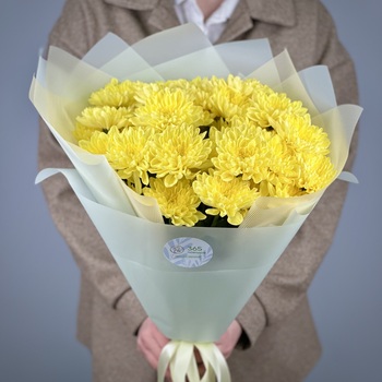 Букет из 7 желтых кустовых хризантем