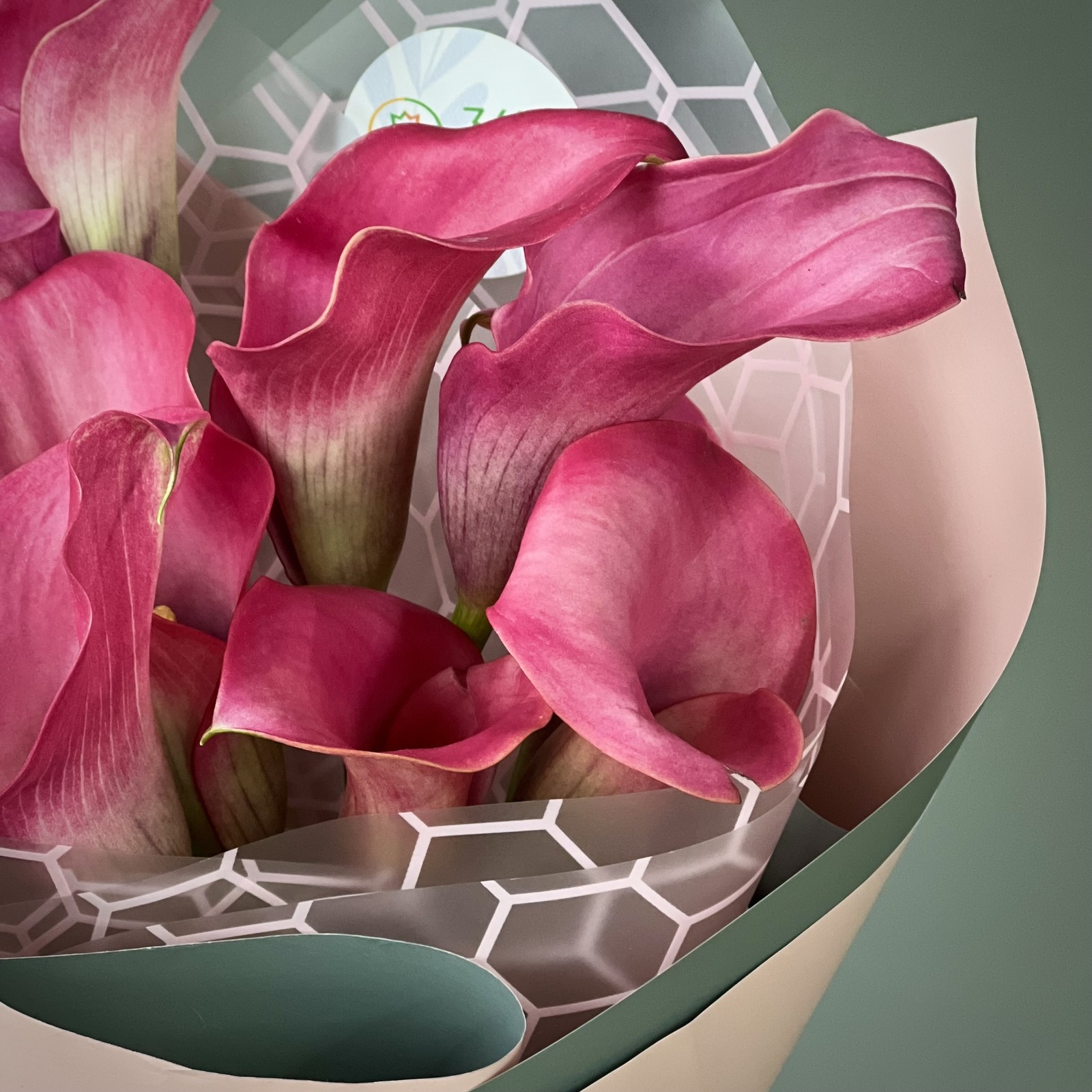 Букет из 9 малиновых калл