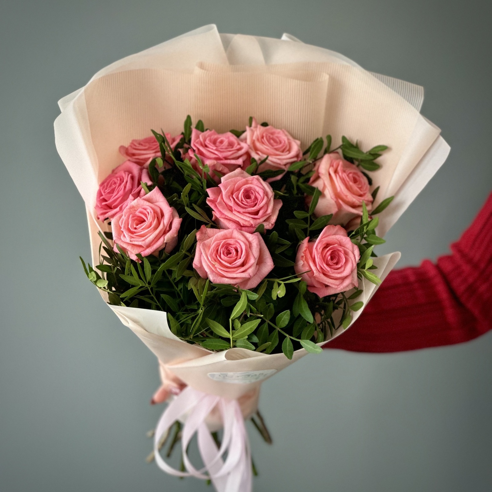 Букет из розовых роз Рассвет