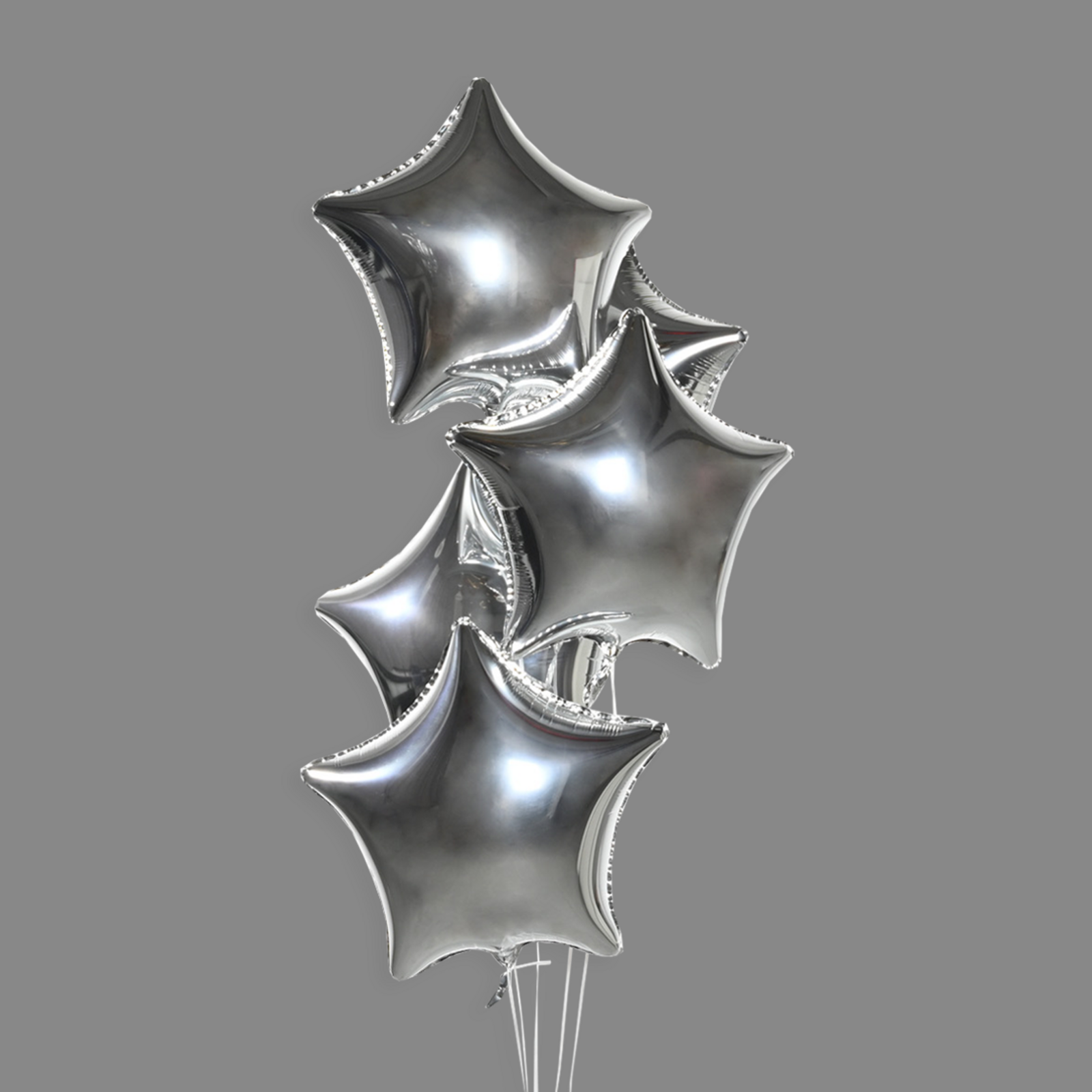 Шары фольгированные звезды серебро (5 шт)