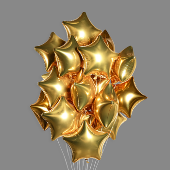 Шары фольгированные звезды золото (20 шт)