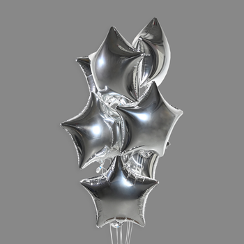 Шары фольгированные звезды серебро (7 шт)