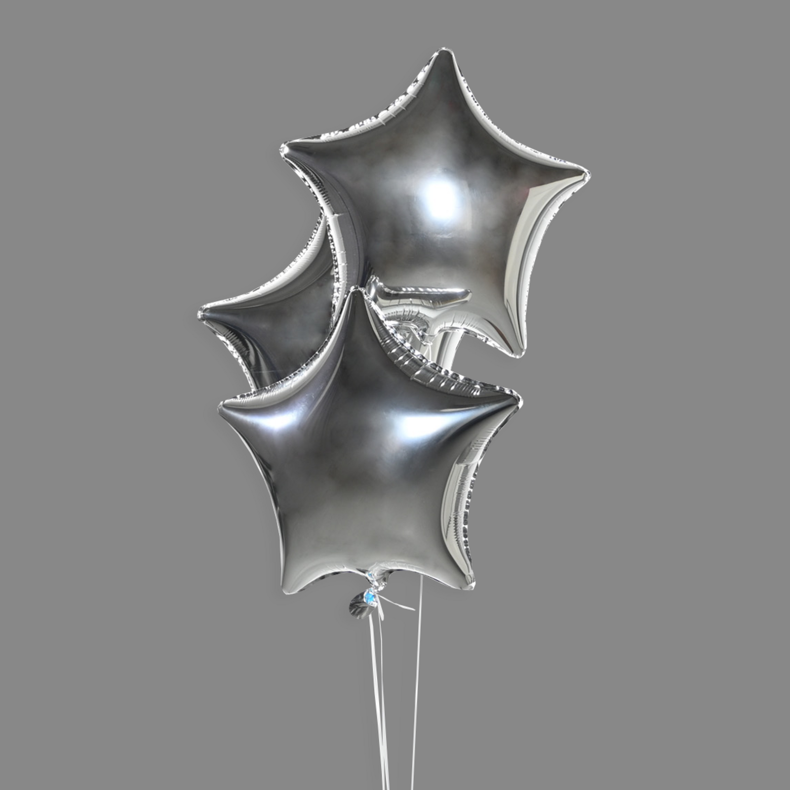 Шары фольгированные звезды серебро (3 шт)