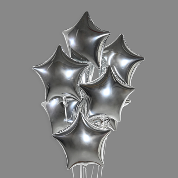 Шары фольгированные звезды серебро (9 шт)