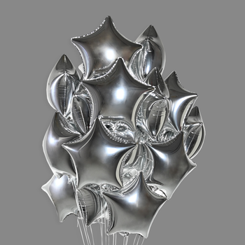 Шары фольгированные звезды серебро (25 шт)