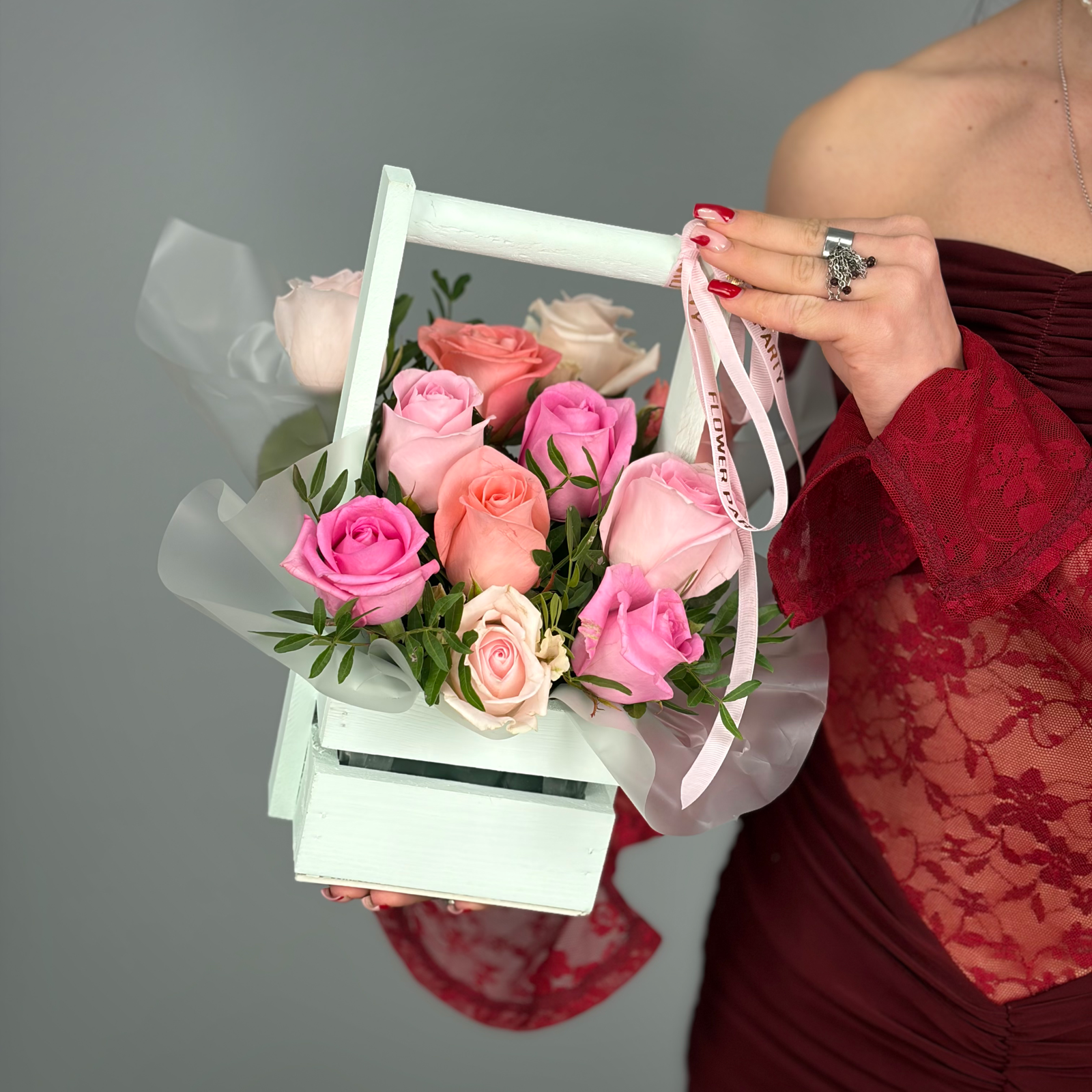 Цветы в ящике Цветочная валентинка №1