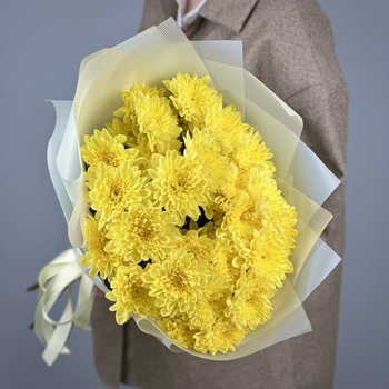 Букет из 7 желтых кустовых хризантем