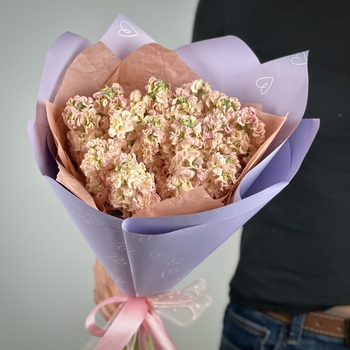 Букет из 15 персиковых маттиол